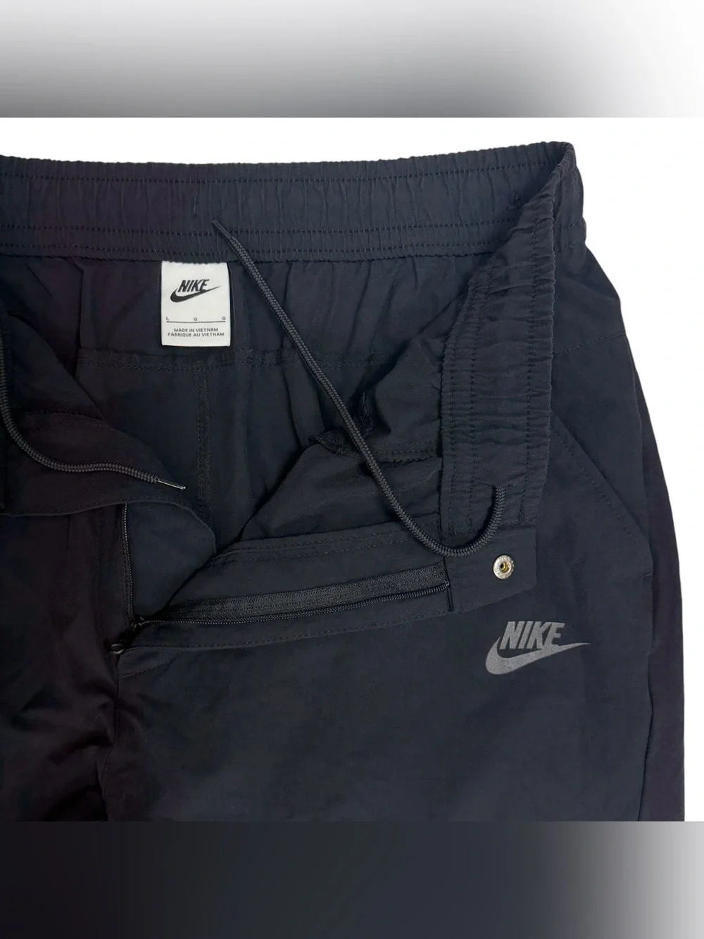 Nike Club Woven Tapered Pants Mens Large Black Tech Athletic Track Sportswear